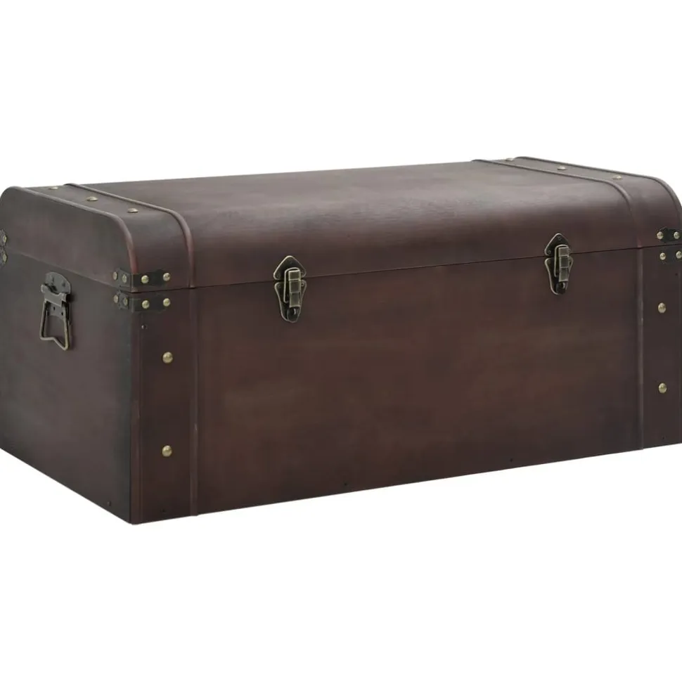 Aarrearkku salvoilla tummanruskea 79,5x39,5x39,5 cm vaneri (10548)