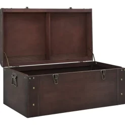 Aarrearkku salvoilla tummanruskea 79,5x39,5x39,5 cm vaneri (10548)