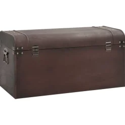 Aarrearkku salvoilla tummanruskea 79,5x39,5x39,5 cm vaneri (10548)