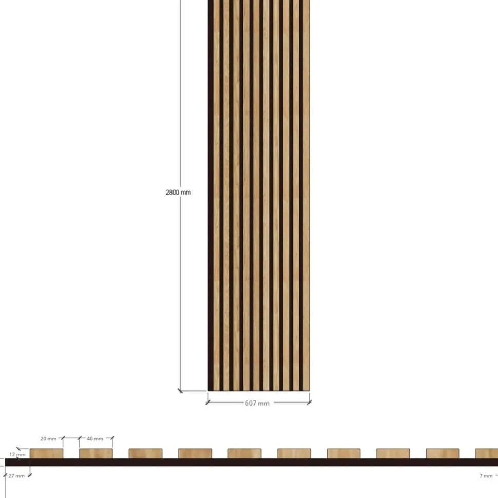 Akustiikkalevy Evella 3D V40L 2800x600mm tammi