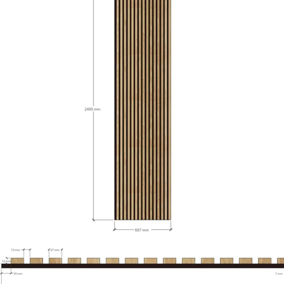 Akustiikkalevy Evella 3D V27 2400x600mm tammi