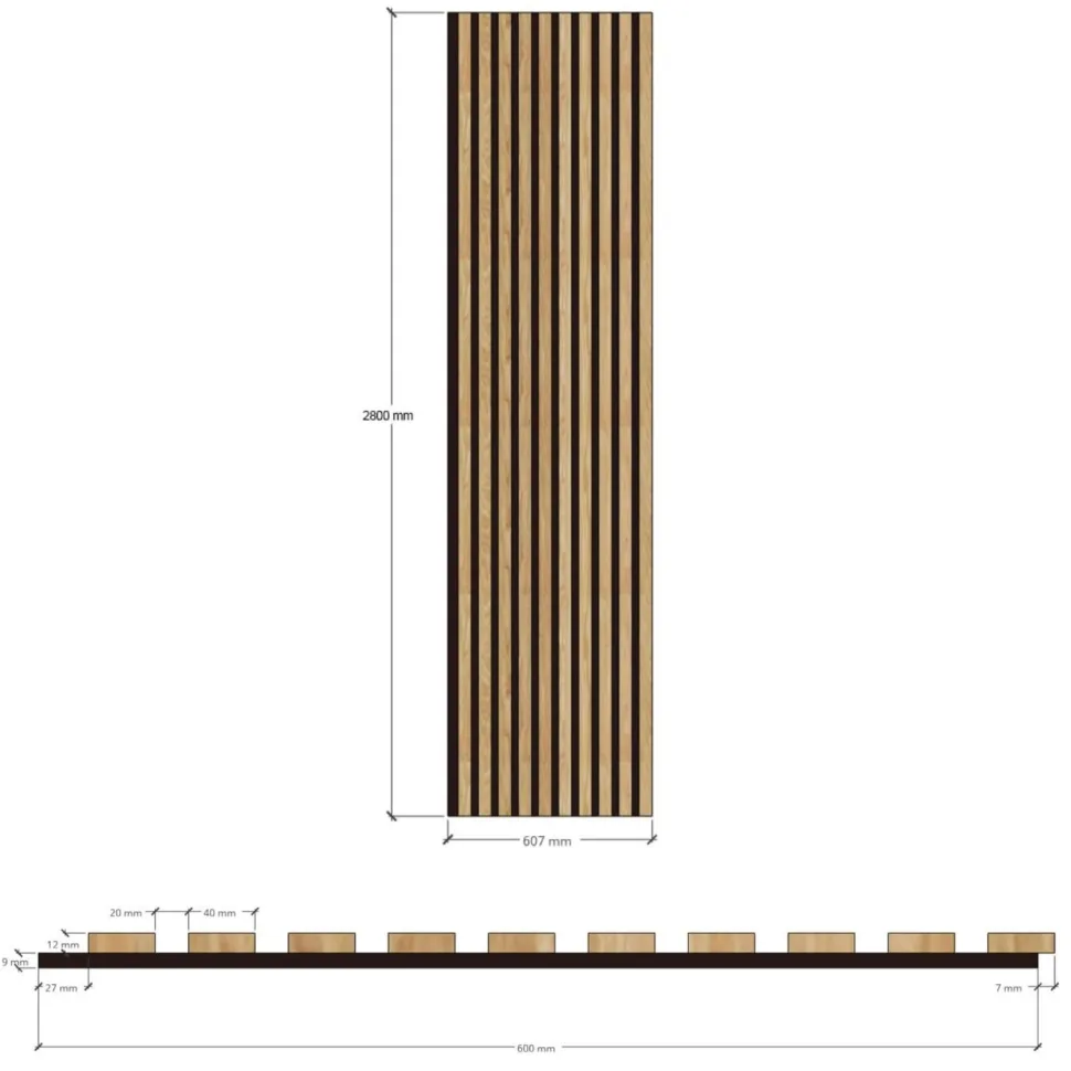 Akustiikkalevy Evella V40L, 21x600x2800mm, harmaa tammi, puuviilupintainen