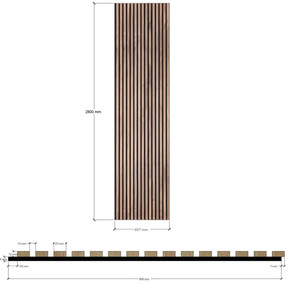 Akustiikkalevy Evella V40L, 21x600x2800mm, harmaa tammi, puuviilupintainen