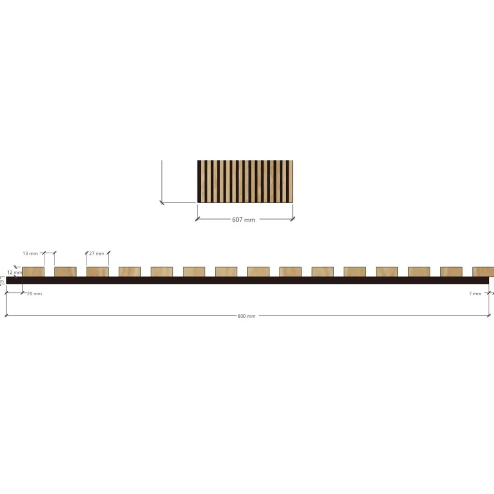 Akustiikkalevy Evella V27, 21x600x2400mm, valkotammi, puuviilupintainen