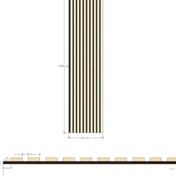 Akustiikkalevy Evella V27, 21x600x2400mm, valkotammi, puuviilupintainen