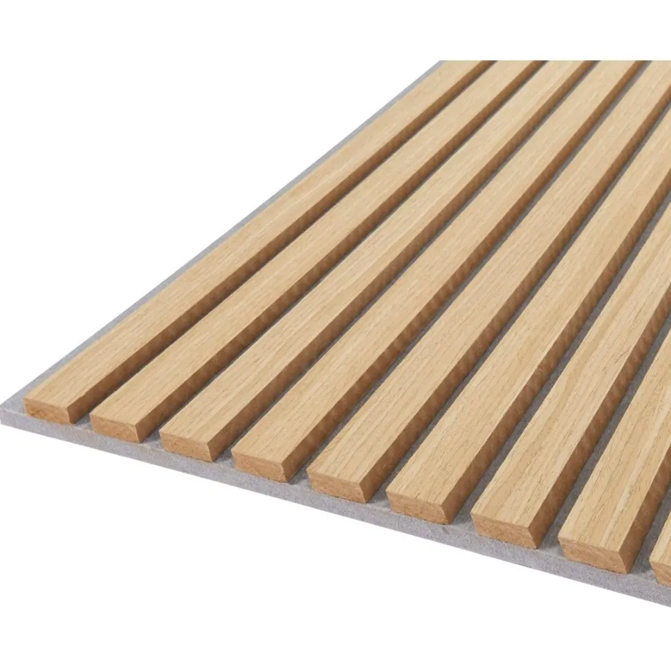 Akustiikkalevy Fibrotech Quanti, 18x520x2440mm, vaalea tammi puuviilu, harmaa pohja
