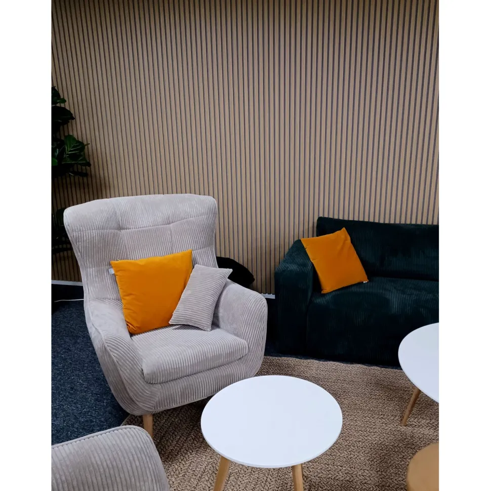 Akustiikkalevy Fibrotech Quanti, 18x520x2440mm, vaalea tammi puuviilu, harmaa pohja