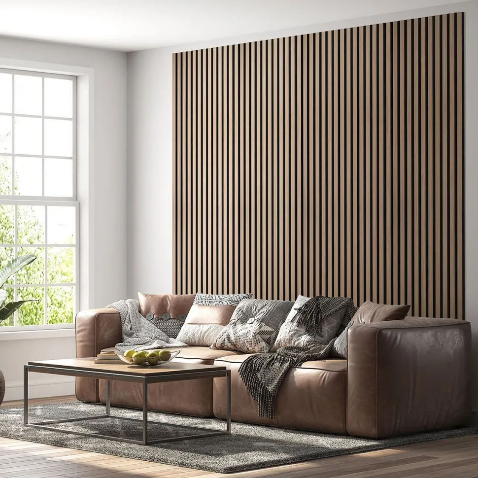 Akustiikkalevy/rimapaneeli Ewona RoughCut, 16x600x2700mm, vaalea pähkinä