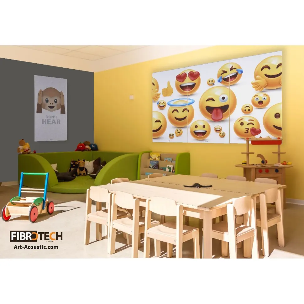 Akustiikkataulu Fibrotech Art Acoustic Emoji III, 9x600x1200mm, valkoinen