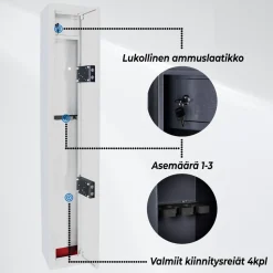 Asekaappi Trekker 3 aseelle AS300 V3 valkoinen
