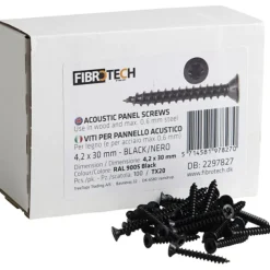 Asennusruuvit Fibrotech akustiikkarimalevyille, 4.2x30mm, musta, 100kpl
