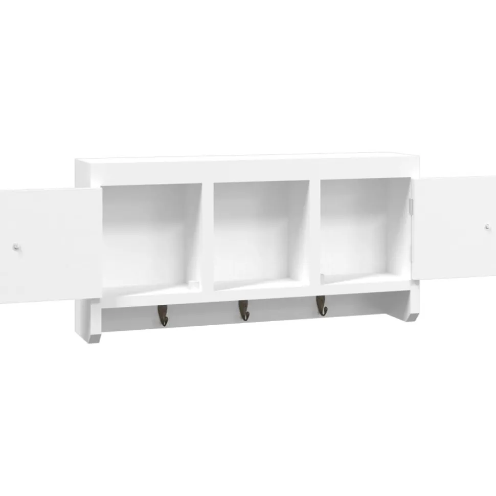 Avainkaappi valkoinen 40x8,5x20 cm tekninen puu ja teräs (50631)