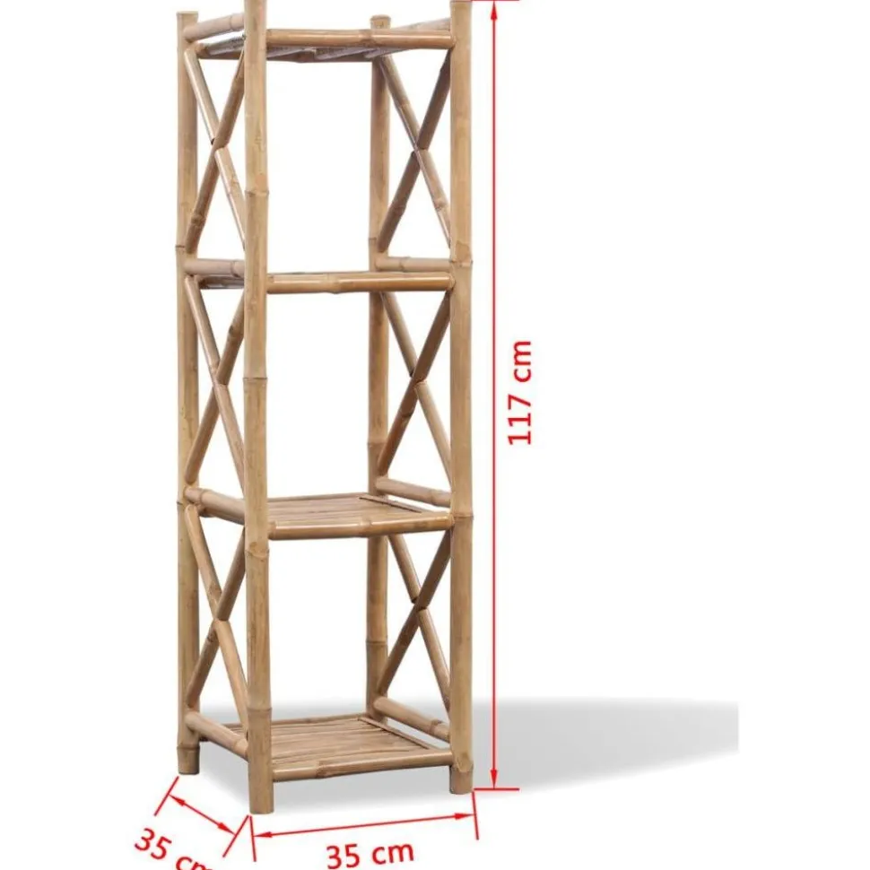 Bambuhylly 4 tasoa neliö
