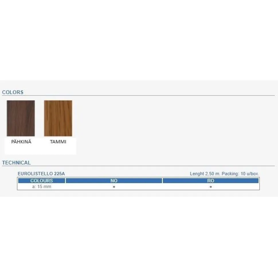 Boordilista Euroshrink alumiini 225a, 15mm x 2.5m, eri värejä