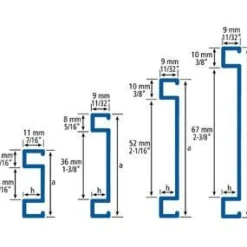 Boordilistan pohjaprofiili mosaiikille Euroshrink alumiini 226a, 32mm x 2.5m, eri värejä
