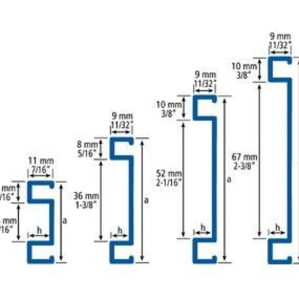 Boordilistan pohjaprofiili mosaiikille Euroshrink alumiini 227a, 52mm x 2.5m, eri värejä