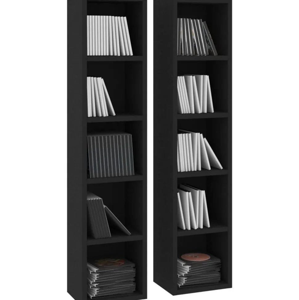 Cd-hyllyt 2 kpl musta 21x16x93,5 cm lastulevy