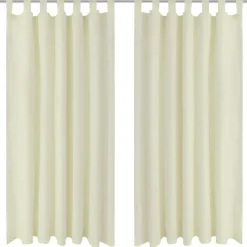 Creme mikro-satiini verhot lenkeillä 2kpl 140 x 245 cm