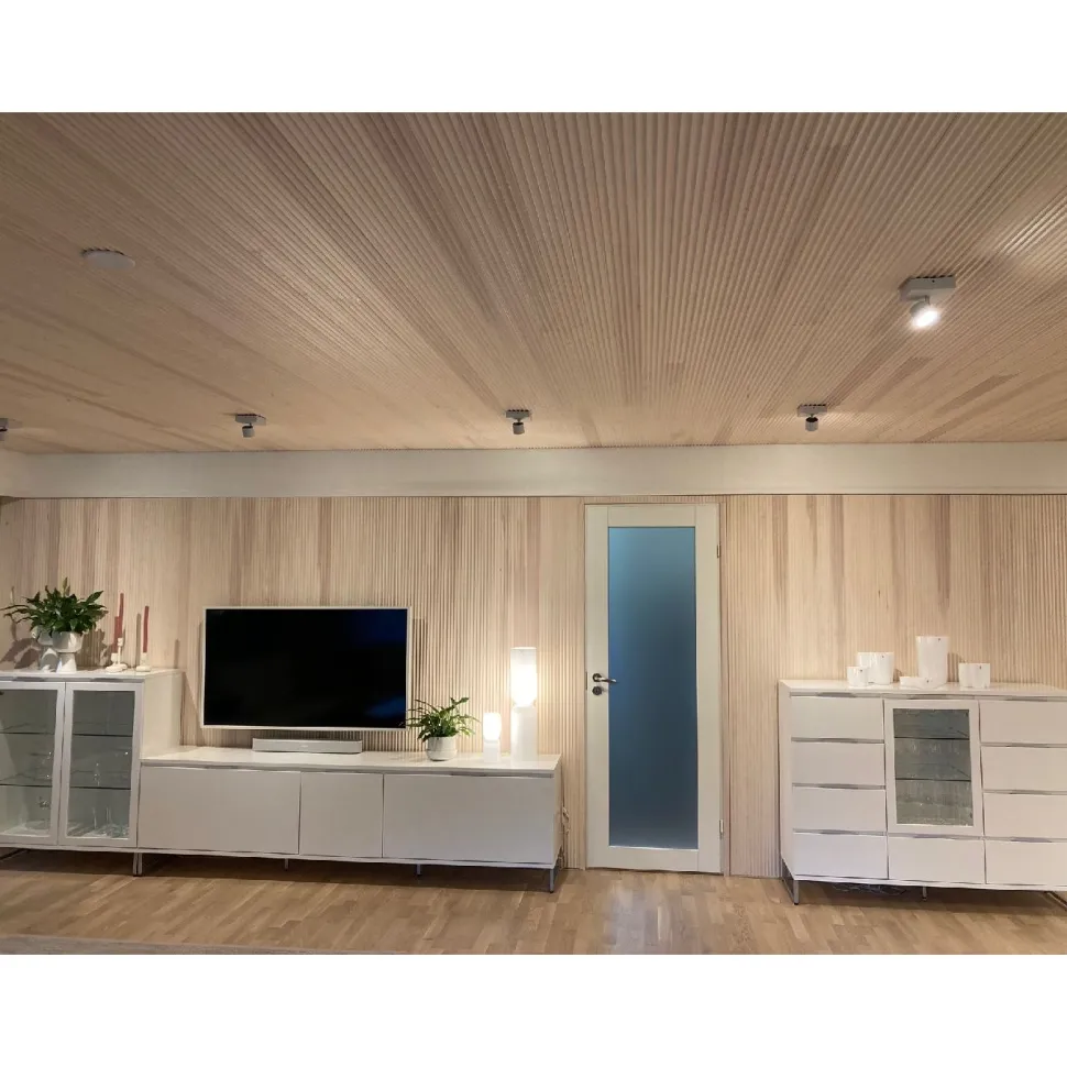 Dyyni-paneeli Cent 15x90x3300mm, mänty, valkolakattu