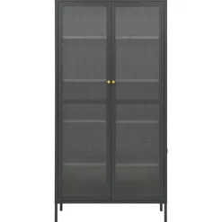 Esittelykaappi musta 90x40x180 cm teräs/karkaistu lasi (36079)