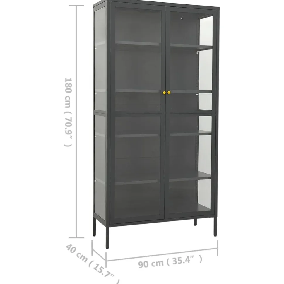 Esittelykaappi musta 90x40x180 cm teräs/karkaistu lasi (36079)