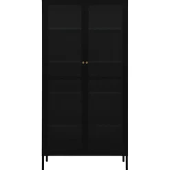 Esittelykaappi musta 90x40x180 cm teräs/karkaistu lasi (36079)