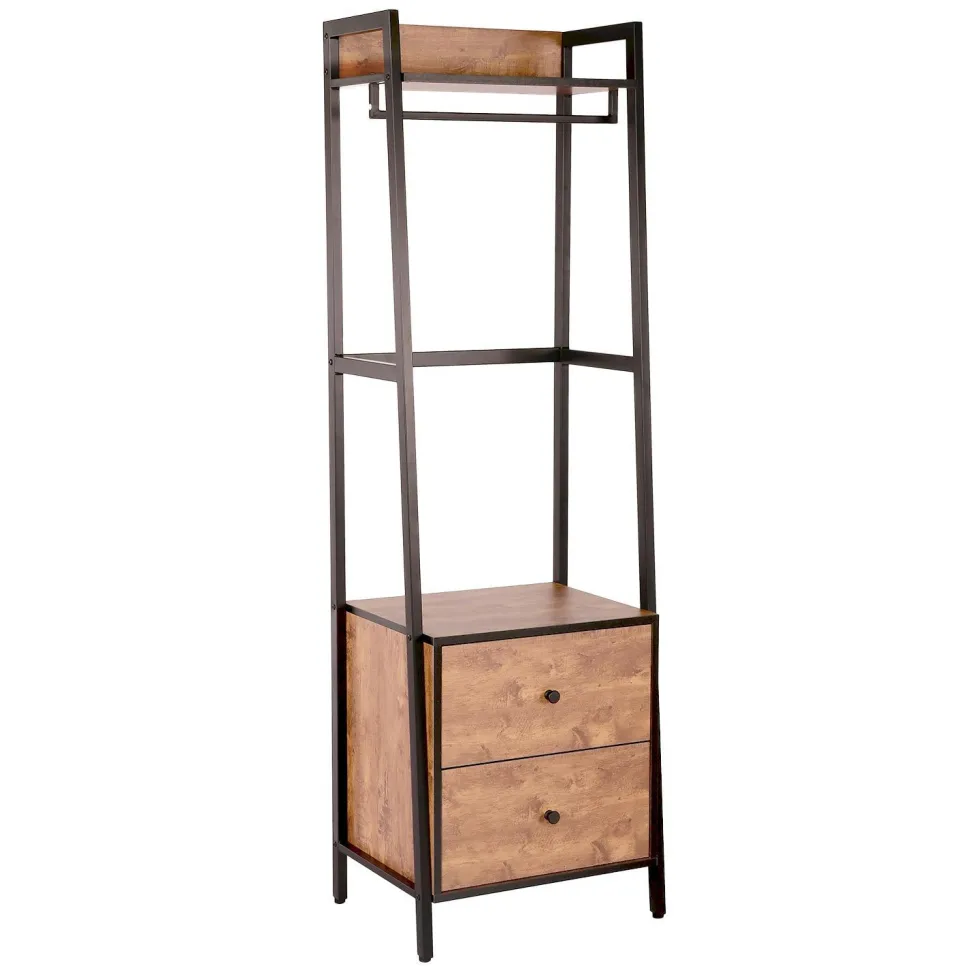 Eteisen hylly Home4You Lavinia 52x40x169cm, saarni/musta