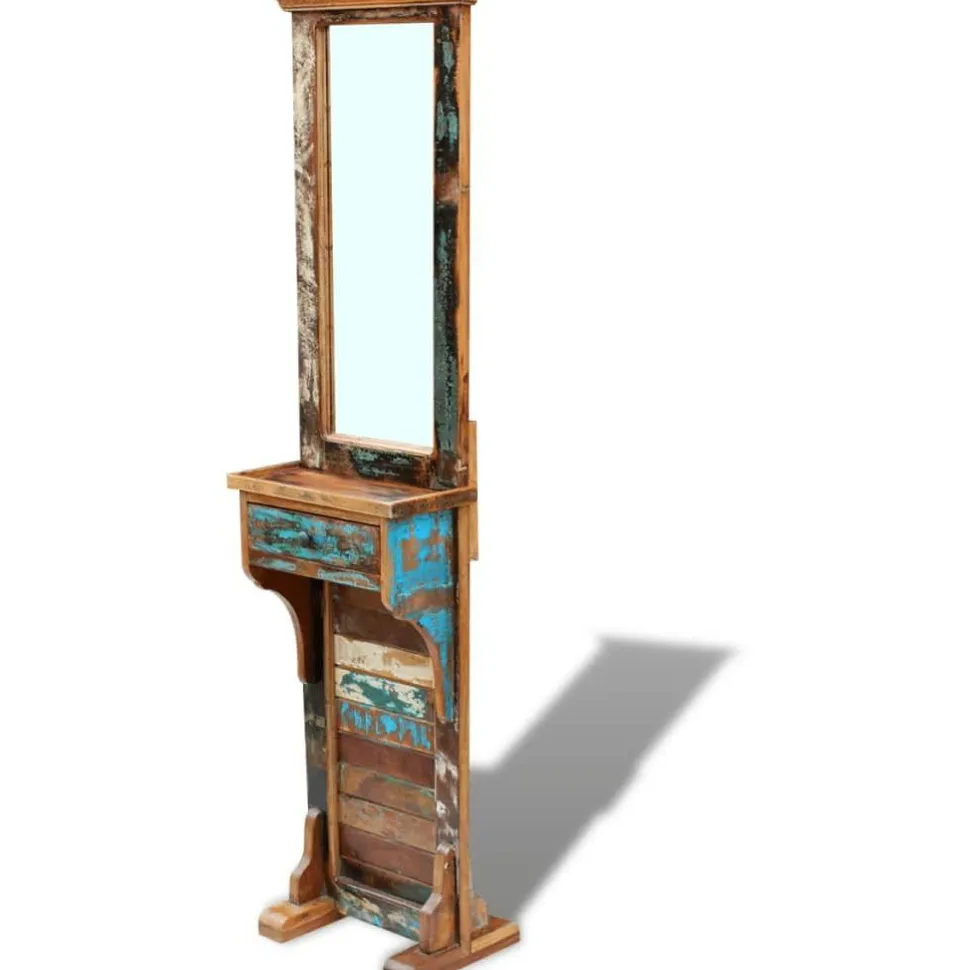 Eteisen peili täysi kunnostettu kierrätetty puu 47x23x180 cm
