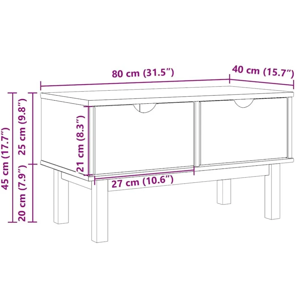 Eteisen penkki OTTA 80x40x45 cm täysi mänty (13462)