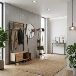 Eteishylly Home4You HANNES 84x40xK180 cm, rustiikkinen melamiini, ruskea