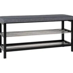 Eteispenkki/kenkäteline House Nordic Padova, 100cm, pehmusteella, harmaa/musta