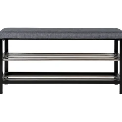 Eteispenkki/kenkäteline House Nordic Padova, 100cm, pehmusteella, harmaa/musta