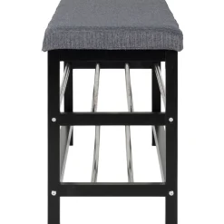 Eteispenkki/kenkäteline House Nordic Padova, 100cm, pehmusteella, harmaa/musta