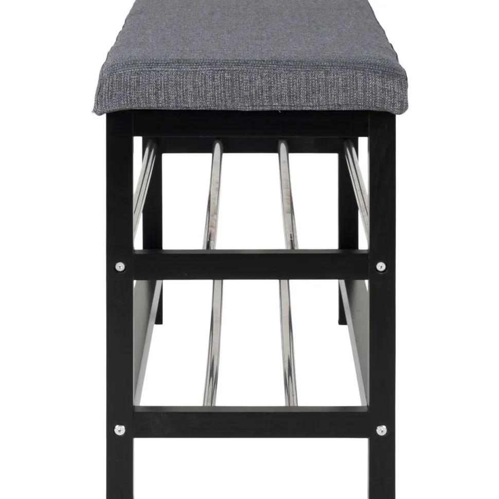 Eteispenkki/kenkäteline House Nordic Padova, 100cm, pehmusteella, harmaa/musta