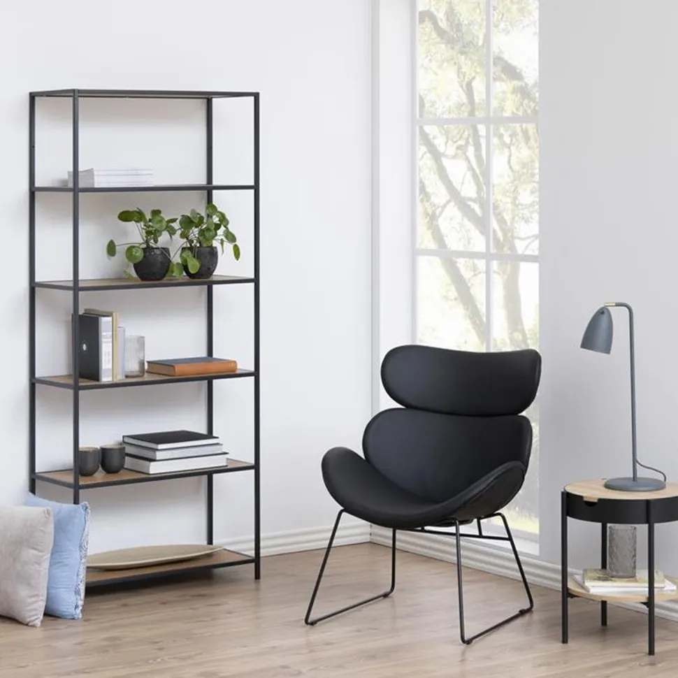 Hylly Home4You SEAFORD 77x35xK185 cm, villi tammi, ruskea