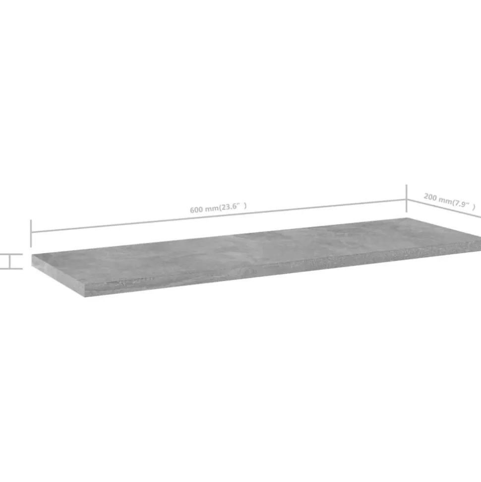 Hyllylevyt 4 kpl betoninharmaa 60x20x1,5 cm lastulevy
