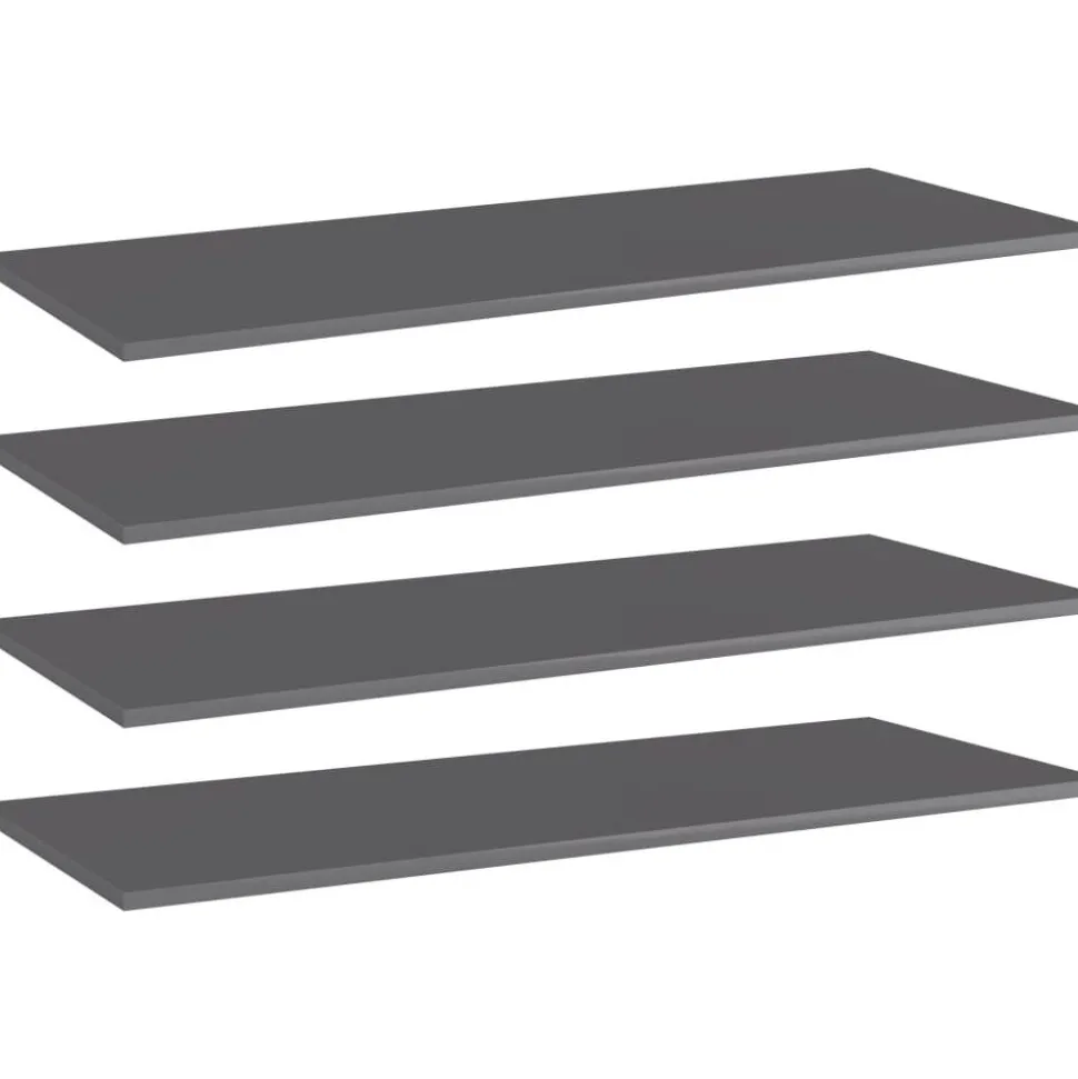 Hyllylevyt 4kpl korkeakiilto harmaa 100x40x1,5 cm