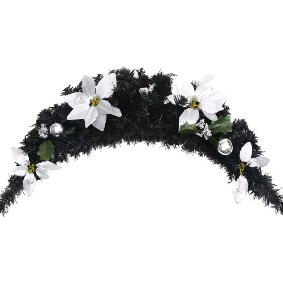 Joulukaari LED-valoilla, musta, 90cm, PVC