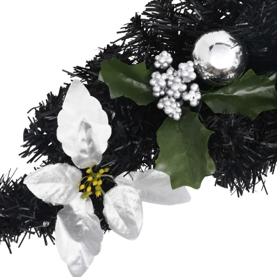 Joulukaari LED-valoilla, musta, 90cm, PVC