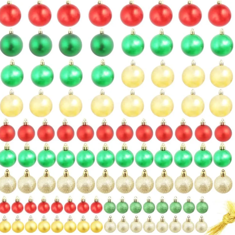 Joulukuusen pallosarja 100 kpl punainen/kulta/vihreä