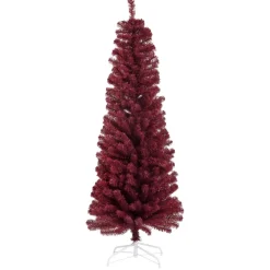 Joulukuusi Nordic Winter, Bling, kapea PVC, luokka C, 180x68cm, tummanpunainen