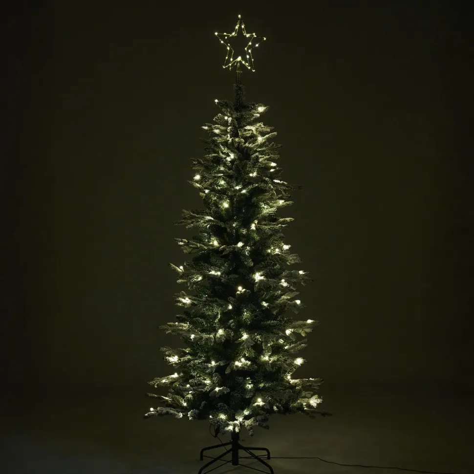 Joulukuusi Nordic Winter, kapea PE/PVC, lumella ja valoilla, luokka A, 180x86cm