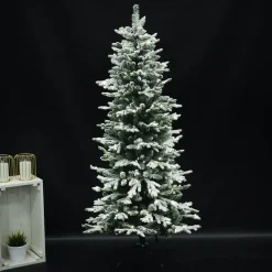 Joulukuusi Nordic Winter, kapea PE/PVC, lumella ja valoilla, luokka A, 180x86cm