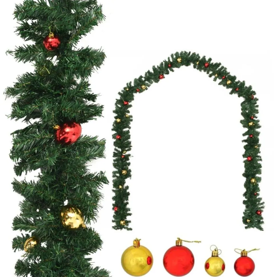 Jouluköynnös, koristeltu joulupalloilla, 10 m
