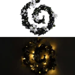 Jouluköynnös LED-valoilla, musta, 2,7 m, PVC