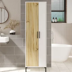 Kaappi Linento Furniture DY1 valkoinen/ruskea