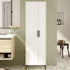 Kaappi Linento Furniture DY1 valkoinen/ruskea