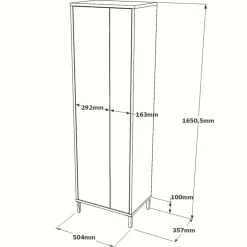 Kaappi Linento Furniture DY1 valkoinen/ruskea
