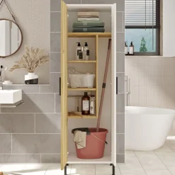 Kaappi Linento Furniture DY1 valkoinen/ruskea