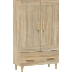 Kaappi peiliovilla 70x31x115 cm tekninen puu eukalyptuspuu/betoninharmaa
